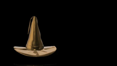 Golden Witch Hat turns on itself - loop animation Stock Footage 253371965