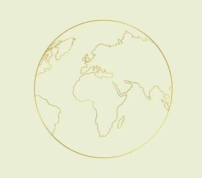 Golden world globe.Vector earth icon Stock Illustration