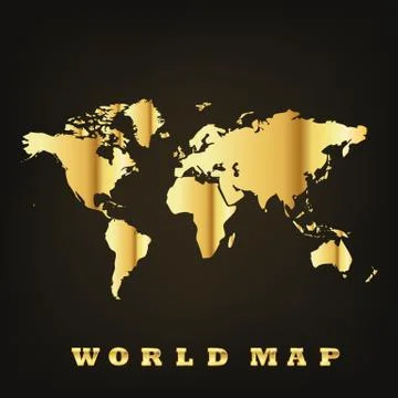 Golden world map. Vector illustration. Stock Illustration