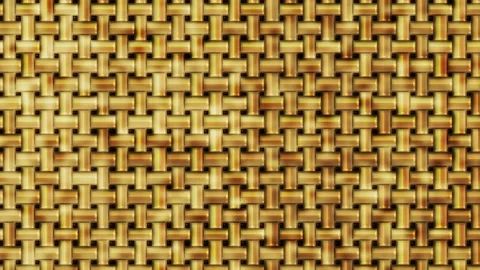 Golden woven pattern texture background. 2d animation Stock Footage 345042439