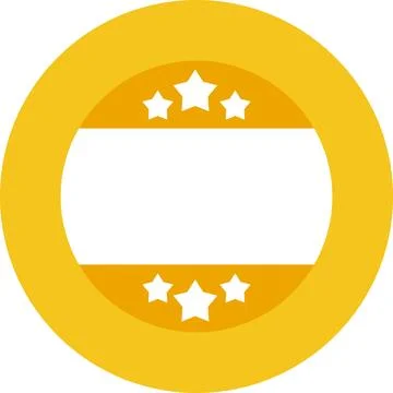 Golden yellow circular badge frame with three stars Stock Illustration
