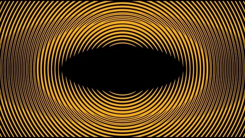 Golden yellow frequency lines radiating from a central dark void loop Vídeos de archivo 332736850