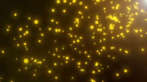 Golden Yellow Hexagon Particles Floating with Lens Flare Effect Video stock 322099110