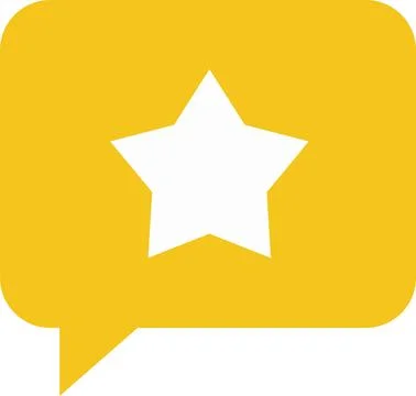 Golden yellow star speech bubble rating feedback icon Stock Illustration
