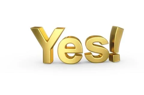Golden yes type on white Stock Illustration