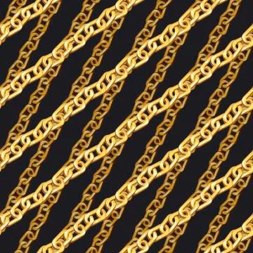Golden zigzag chain seamless pattern Stockillustratie