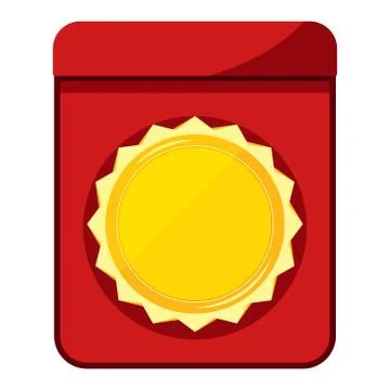 Golden zigzag round shape mark of distinction - medal blank in open red velve Stock Illustration