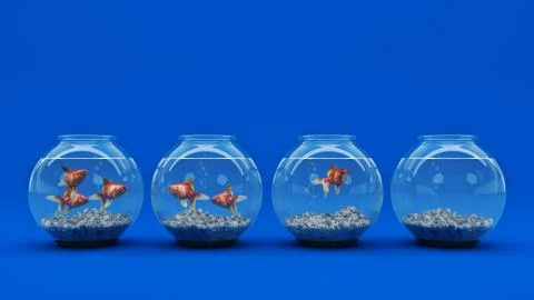 Goldfish in aquarium. 3d rendering Stock Illustration