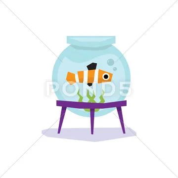 Goldfish in Aquarium, Vector Illustration Stock Illustration