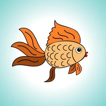 Goldfish on a blue background Stock Illustration