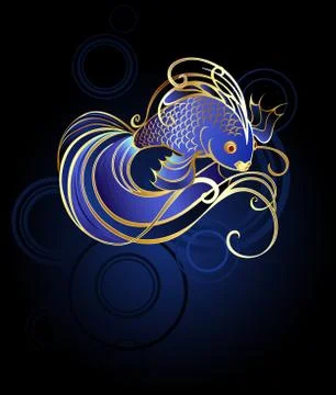 Goldfish on a Blue Background Stock Illustration