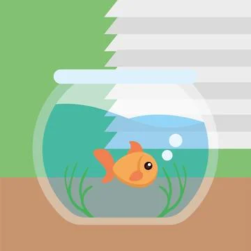 Goldfish in bowl scene. Vector Stock Illustration