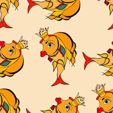 Goldfish with crown Illustrazione stock