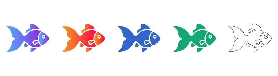 Goldfish Icon Set in Multiple Styles 库存插图