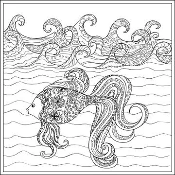 Goldfish in the ocean Stock Illustration