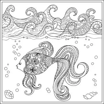 Goldfish in the ocean Stock Illustration