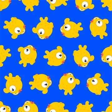 Goldfish pattern seamless. Gold Fish Sea animal background. ocean character o Illustrazione stock