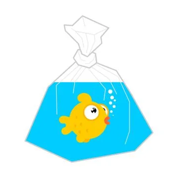 Goldfish in plastic bag isolated. vector illustration Stock Illustration