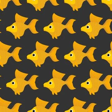Goldfish seamless pattern. Vector background of fabulous yellow fish. Ornamen Illustrazione stock