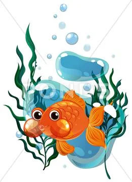 Goldfish swimming under the water Stock Illustration