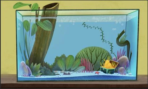 Goldfish Tank Background Stock Illustration