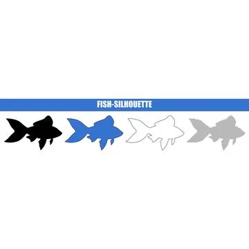 Goldfish vector silhouettes in various styles and colors for aquatic themes.. Stock Illustration