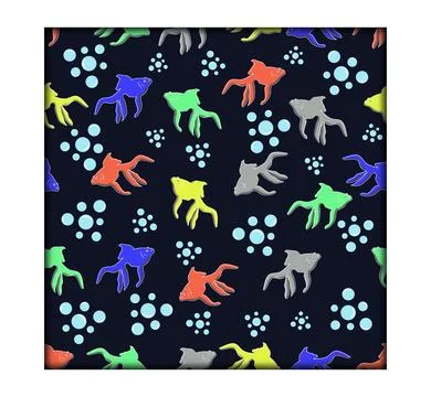 Goldfish on the water seamless pattern Stock Illustration