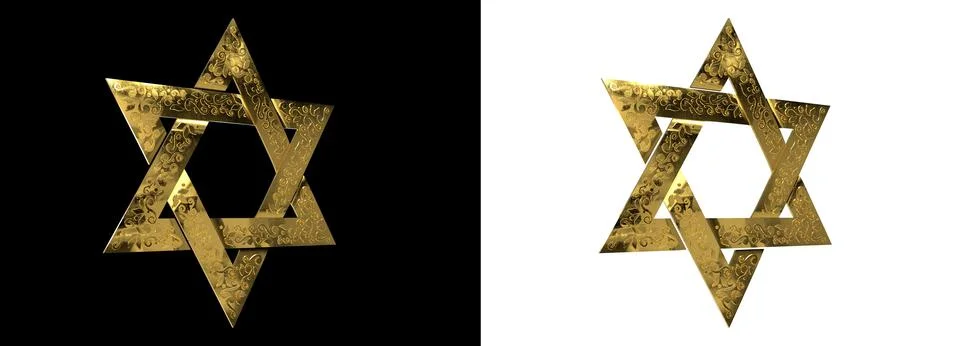Goldish decorative pattern david star isolated. digital Stock Illustration