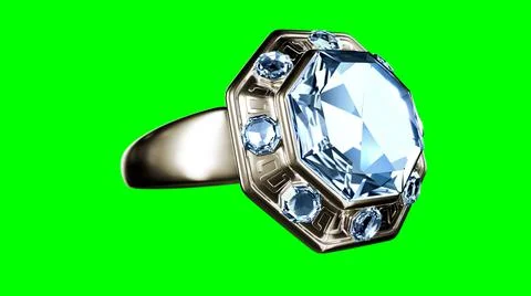 Goldish ring with blue topaz gem on chroma key screen Stock Illustration