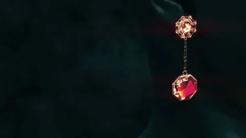 Goldish shackle with red ruby jewel on mannequin, isolated, fictional Stock Footage 200144758