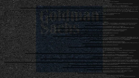 Goldman Sachs logo made of source code on computer screen. Editorial loopable Stock Footage 92204695