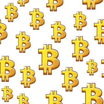 Golds symbol Bitcoin seamless Pattern. Cryptocurrency electronic Stock Illustration