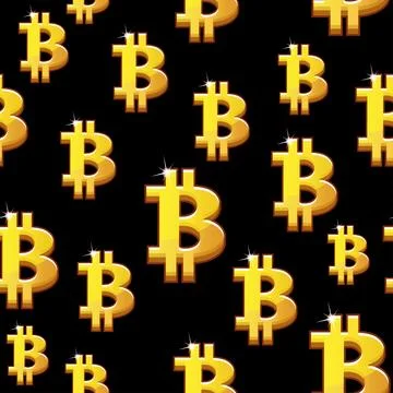 Golds symbol Bitcoin seamless Pattern. Cryptocurrency electronic Stock Illustration
