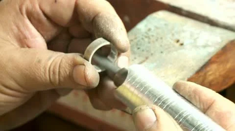 Goldsmith polishing wedding ring Video stock 12019637