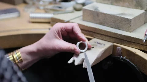Goldsmith At Work in Her Studio Stock Footage 245155358