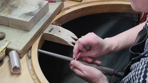 Goldsmith At Work in Her Studio Stock Footage 245156084
