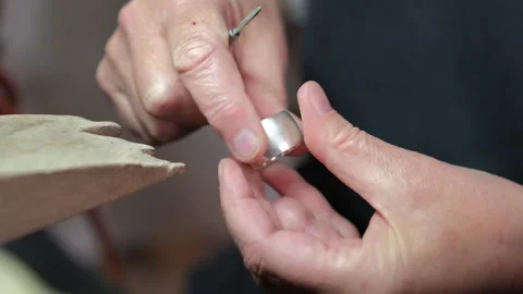 Goldsmith At Work Making Jewellery Stock Footage 245154322