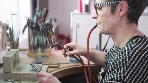 Goldsmith At Work Making Jewellery Stock Footage 245156244