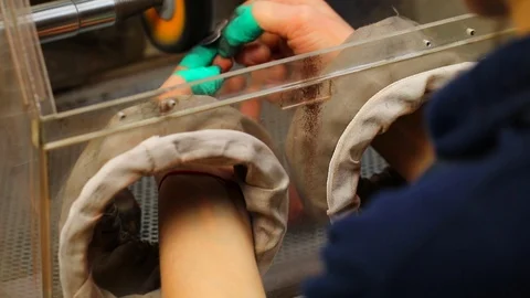 Goldsmith working on his workbench. Production and making manufacturing, factory Stock Footage 120009666