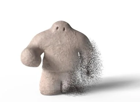 Golem go into dust on white background. 3d illustration Stock Illustration