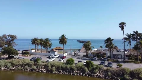 Goleta Beach and pier Stock Footage 154660861