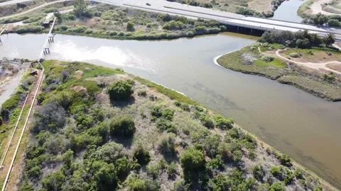 Goleta Beach Stream off the Freeway Stock Footage 154660904