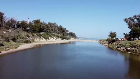 Goleta Beach Stream into the Ocean Stock Footage 154660877