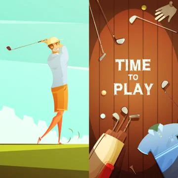 Golf 2 Retro Vertical Banners Set Stock Illustration
