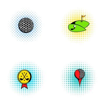 Golf activity icons set with ball flag tee Illustrazione stock