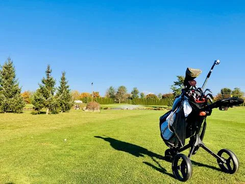 Golf bag at the course 写真素材