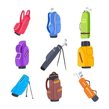 Golf bag set cartoon vector illustration Stock Illustration