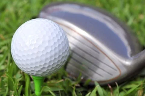 Golf ball and driver Stock Photos