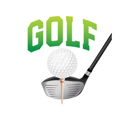 Golf Ball and Driver on White Illustration Stock Illustration