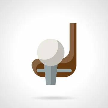 Golf ball and putter flat color vector icon Stock Illustration